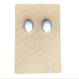 Gold and White Oval Studs